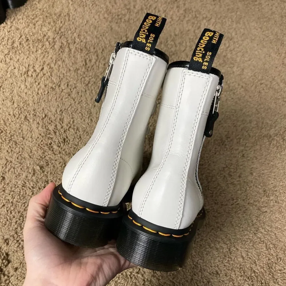 Dr-martens Women's White and Black Boots